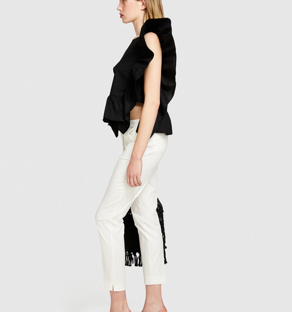 Regular fit chinos - women's chino trousers - White | Sisley image number 2